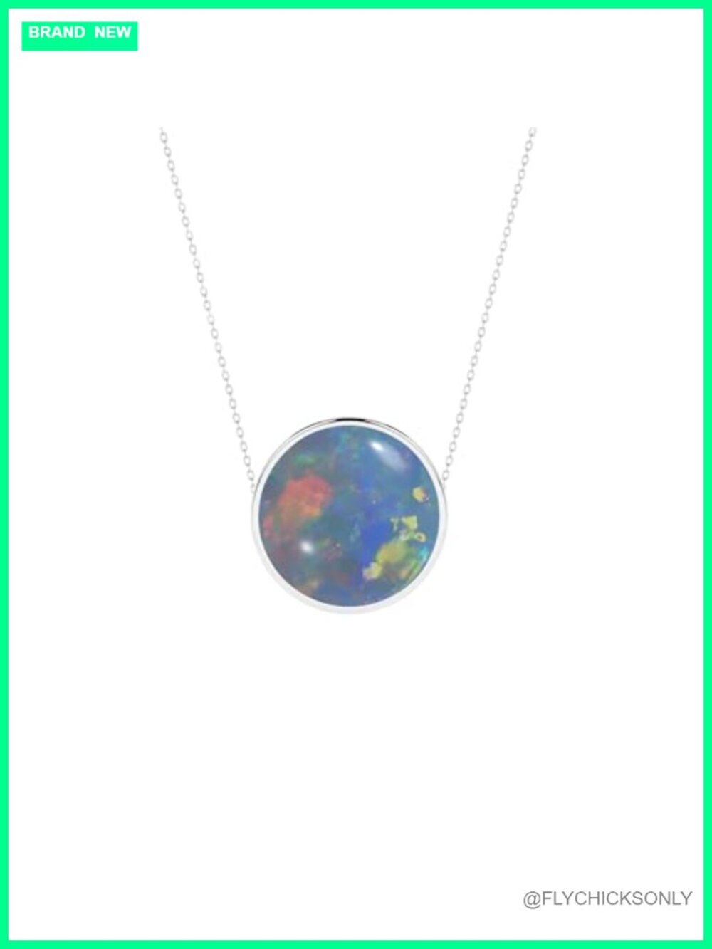 Australian Opal Slider Pendant Necklace in Sterling Silver